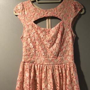 Hot pink and beige lace Dress